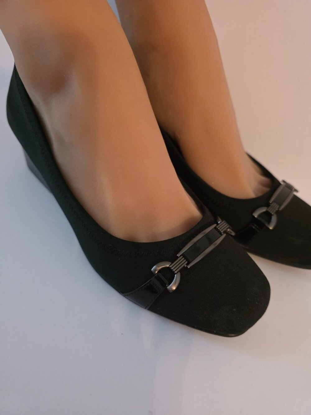 Abella Genna Black Slip On Women's Wedge, Size 7.5 (US)